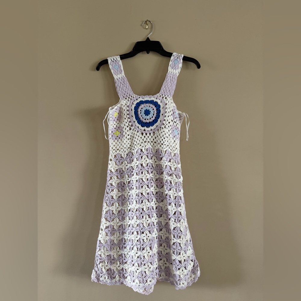 ZARA Crochet Knit Dress – Boho / Cottagecore / Evil Eye Detail – Size M (NWT)